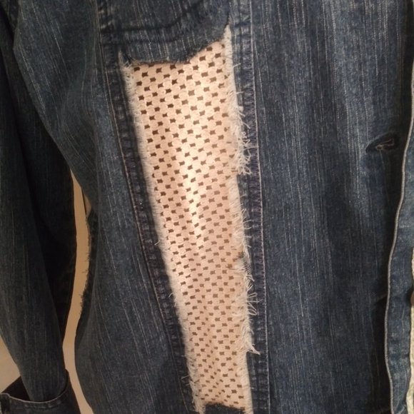 2406 Jeaniemade Size 14 Alfred Dunner Upcycled Stretch Jean Jacket - Picture 3 of 10